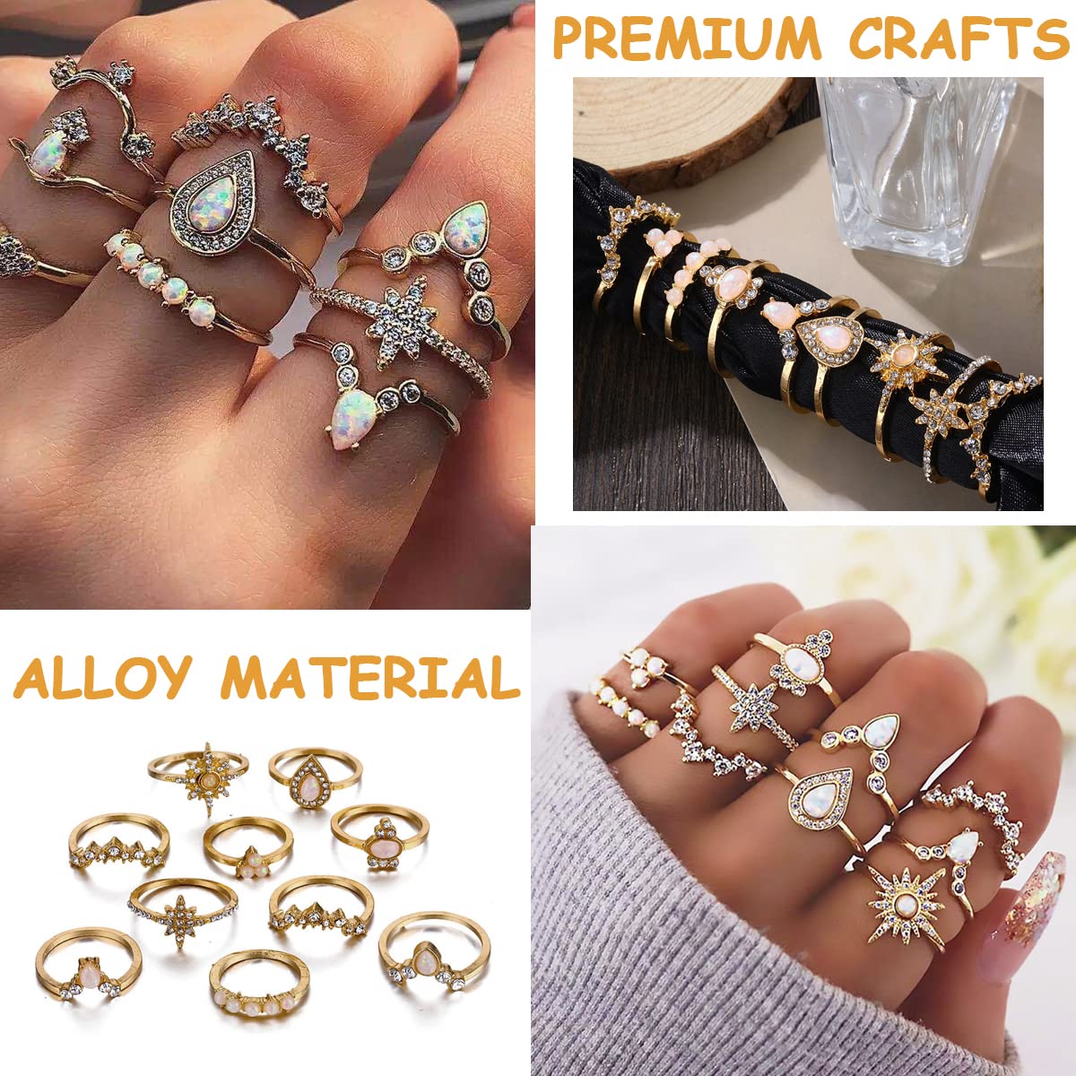 SANNIDHI 10 Pcs Vintage Knuckle Rings for Women Teen Girls, Fashion Combo Stackable Boho Finger Rings Golden-Plating Rhinestone Pearl Index Middle Finger Rings Set Gift SANNIDHI 10 Pcs Vintage Knuckle Rings for Women Teen Girls, Fashion Combo Stackable Boho Finger Rings Golden-Plating Rhinestone Pearl Index Middle Finger Rings Set Gift